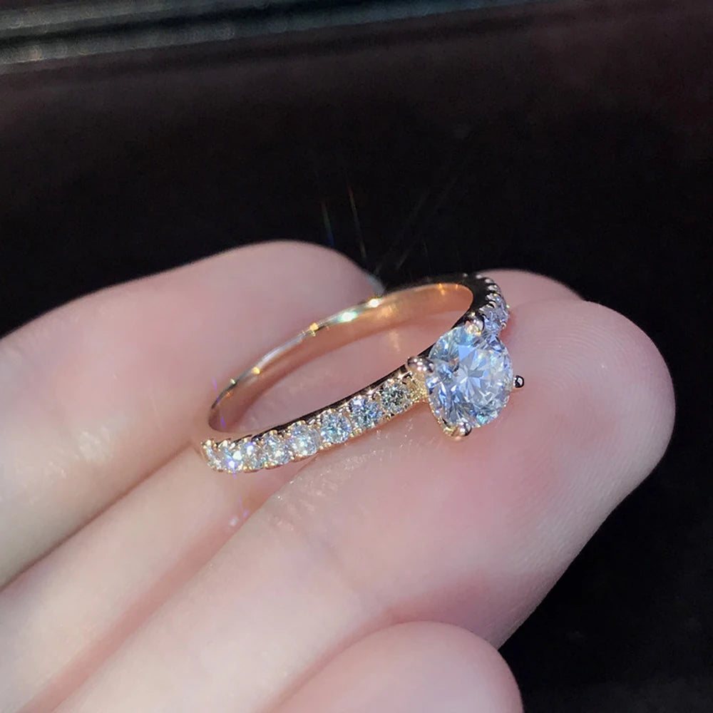 2024 New Arrival Crystal Engagement Design Rings for Women White Elegant Female Wedding Bridal Fashion Jewelry Gifts